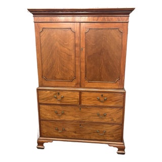 Antique English Linen Press For Sale