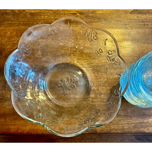 Glass Savannah Punch Bowl and Set of Eight Serving Bowls For Sale - Image 7 of 12