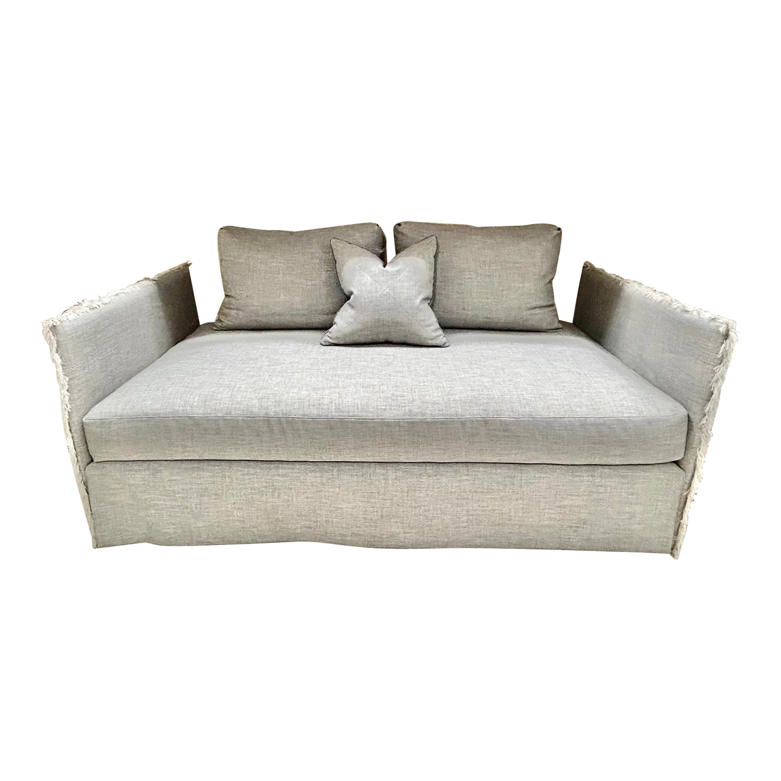 Custom Dolphin Gray Trundle Daybed With Skirt Chairish