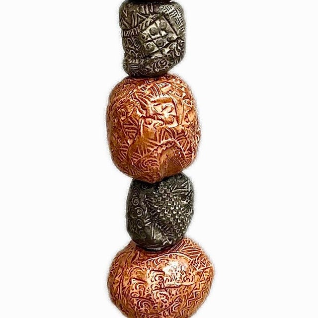 Contemporary Marc Zimmerman "Stone Perch 2" Glazed Ceramic Totem, 60 Inches Tall, Rounded Earth Tone Forms, Bird Crown, Contemporary Art West Coast For Sale - Image 3 of 7