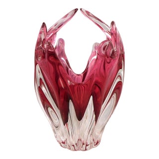Joseph Hospodka Pink Art Glass Bowl or Vase For Sale
