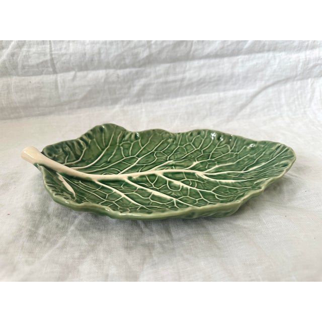 Bordallo Pinheiro Bordallo Pinheiro Green Cabbage Leaf Relish Dish For Sale - Image 4 of 6
