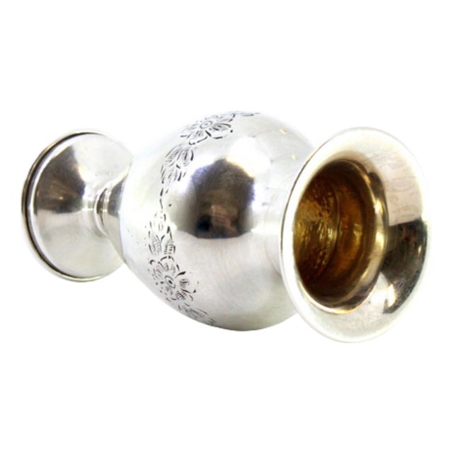 Silver Vase with Floral Motifs For Sale