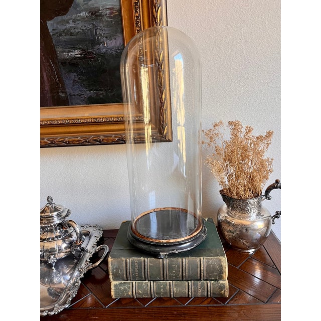 Early 1900s French Hand Blown Class Cloche on Footed Base For Sale - Image 9 of 11