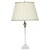 Solid Glass Columnar Lamp With Silvered Corinthian Capital-Hand Sewn Pleated Linen Shade For Sale