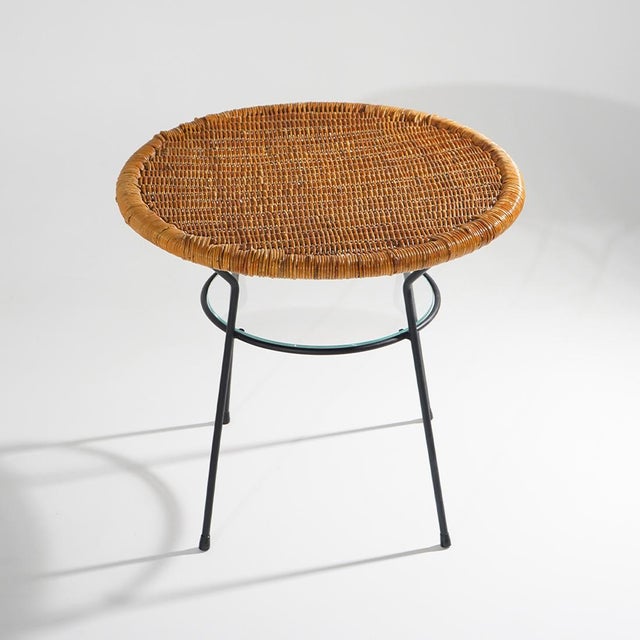 Coffee Table with Round Rattan Top, 1950s For Sale - Image 13 of 13