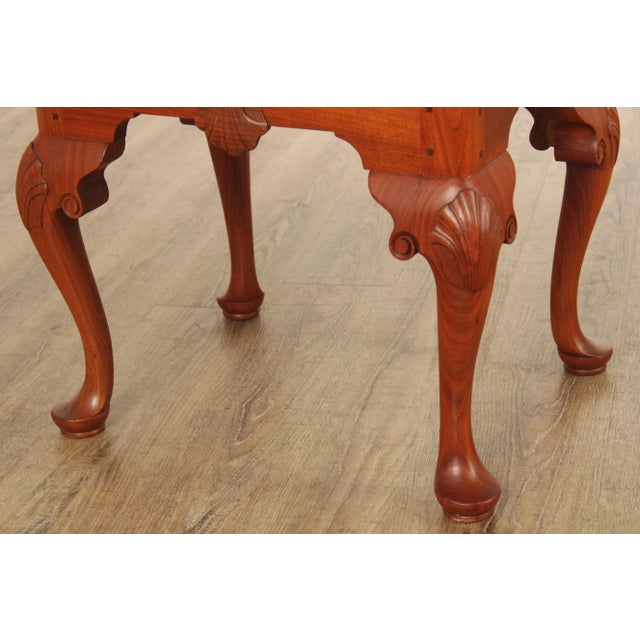 Custom Crafted Queen Anne Style Carved Walnut Stools - A Pair For Sale - Image 10 of 12