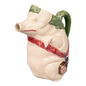 19th Century French Orchies Majolica Pig Pitcher