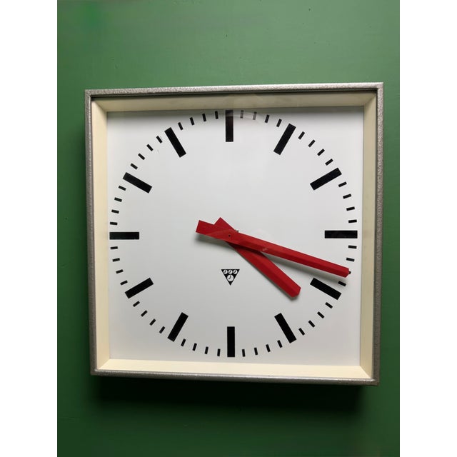 Large Pragotron 1970's square Soviet era Czech industrial clock. These were actually used in government buildings,...
