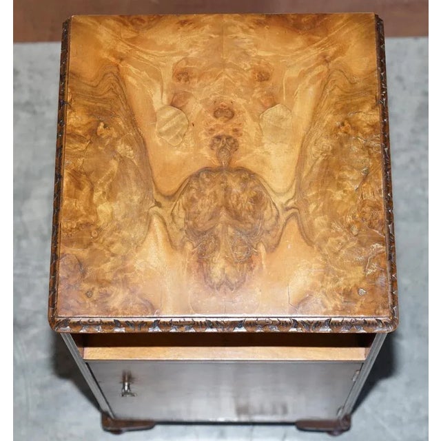 Vintage Burr & Walnut Bedside Cupboard, 1930s For Sale - Image 6 of 13