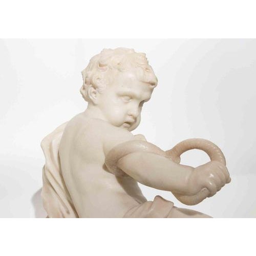 19th Century Carved Marble Figure of a Putto with Serpent For Sale - Image 6 of 11