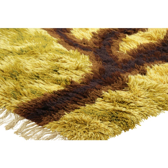 Vintage Swedish Rya Rug in Yellow and Brown With Tree Pictorial | Rug & Kilim For Sale In New York - Image 6 of 8