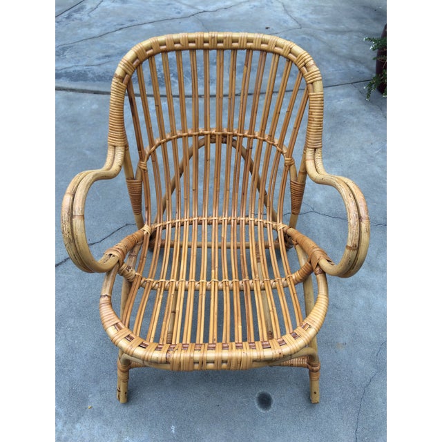 MidCentury Dutch Rattan Wicker Chair Chairish