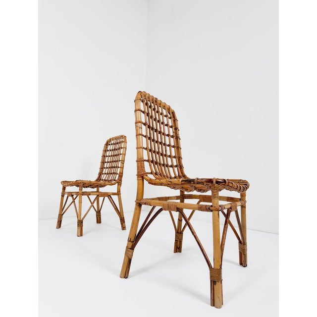 Wood Mid-Century Modern Italian Bamboo, Cane and Rattan Dining Chairs, 1960s, Set of 4 For Sale - Image 7 of 18