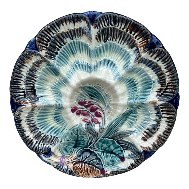 19th Century Majolica Oyster Plate Wasmuel For Sale