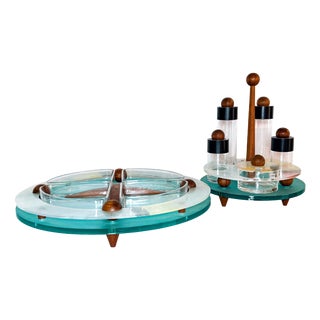 Appetizer Tray and Condiment Set by Ennio Pasini for Rede Guzzini, 1980s, Set of 2 For Sale
