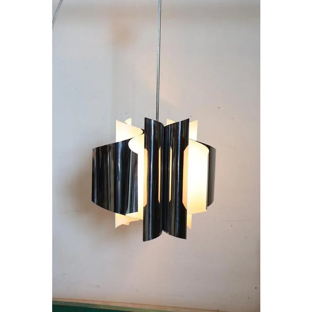 Space Age 6-Light Chandelier in Steel, 1970s For Sale - Image 11 of 12