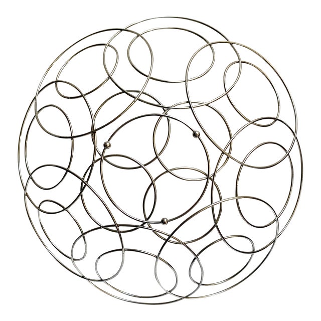 1960s Vintage Mid Century Modern Atomic Chrome Large Footed Fruit Bowl For Sale