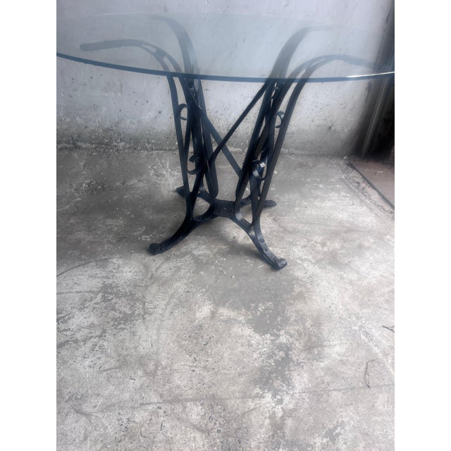 1930s French Art Deco Wrought-Iron and Glass Dining Table, 1930 For Sale - Image 5 of 9