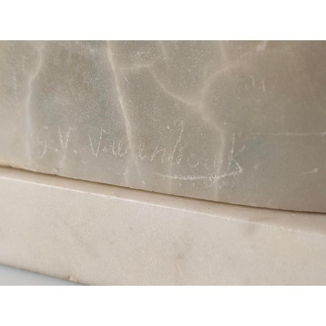 Gustave Van Vaerenbergh, Bust of a Young Girl, 1900s, Alabaster For Sale - Image 6 of 13