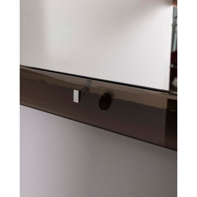 Mid-Century Modern Vintage Italian Smoked Glass Wall Mirror, 1970s For Sale - Image 3 of 14