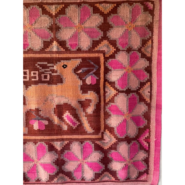Late 20th Century C. 1990 Vintage Peruvian Andean Folk Art Tapestry With Deer Motif (70" X 62") For Sale - Image 5 of 10