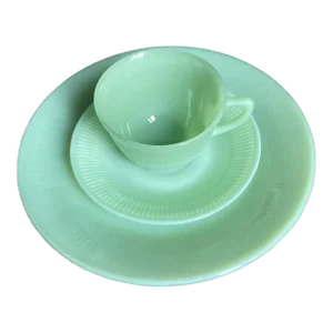 1940s FireKing Jadeite 3 Piece Place Settings- Jane Ray Pattern