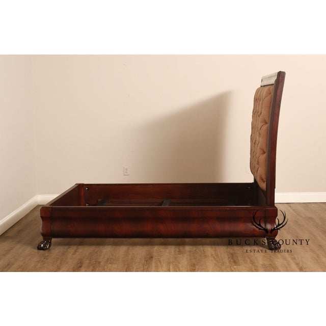 Henredon Mahogany Queen Bed with Tufted Upholstered Headboard For Sale - Image 10 of 18