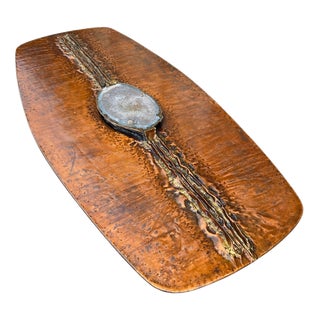Large Coffee Table in Copper with Crystal Agathe Stone from Marc Dhaenens Bel, 1975 For Sale