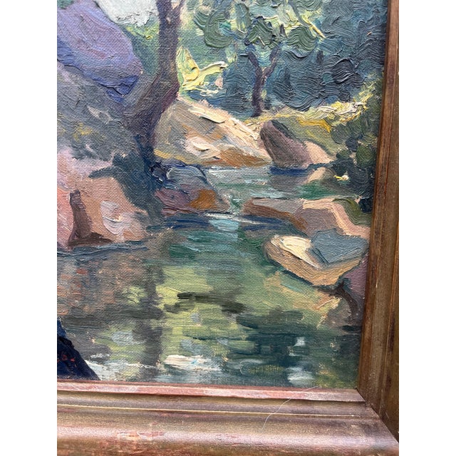 1930s 1936 Oil on Canvas of New England Woodland Stream For Sale - Image 5 of 6