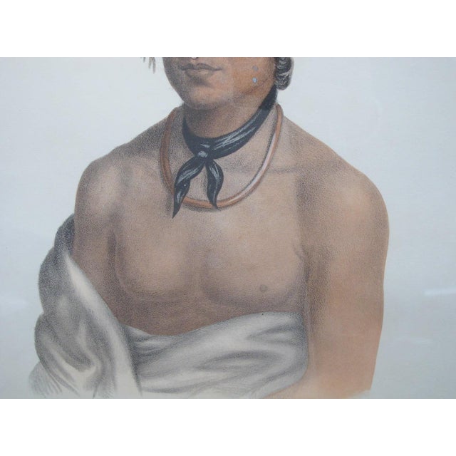 Mid 19th Century Wesh Cubb Chippeway Chief Hand Colored Original e.c. Biddle Lithograph Print For Sale - Image 5 of 7