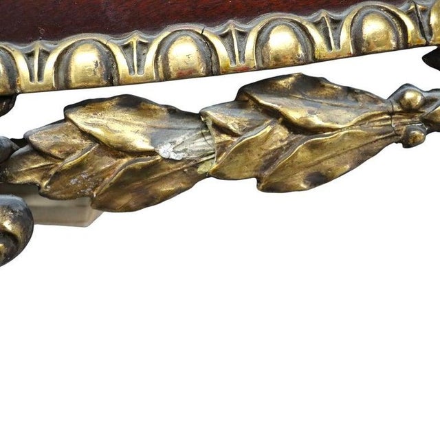 Oversized Antique French Carved Gilt Wood & Mahogany Oval Wall Mirror For Sale - Image 6 of 7