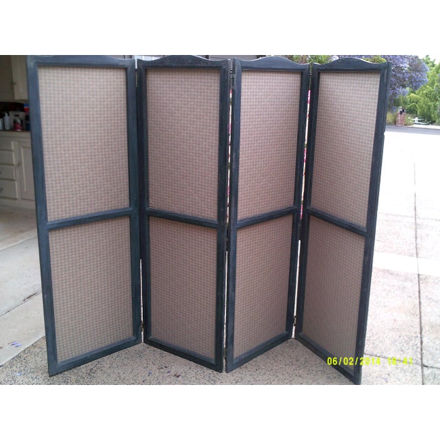 This is an amazingly beautiful french 4-panel screen with a famous check fabric. This item will add beauty to any setting...
