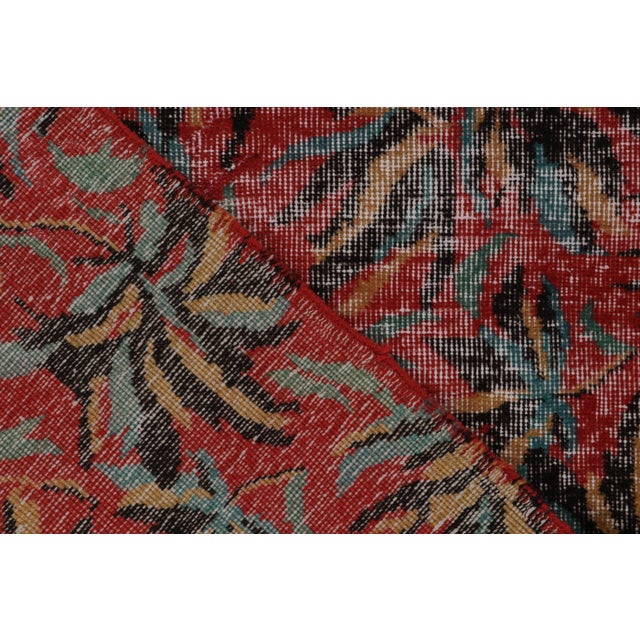 Textile Vintage Distressed Zeki Müren Rug in Red and Black Patterns by Rug & Kilim For Sale - Image 7 of 7