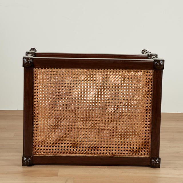 Wood Antique British Colonial Rosewood Two Tiered Caned Stand or Table For Sale - Image 7 of 13