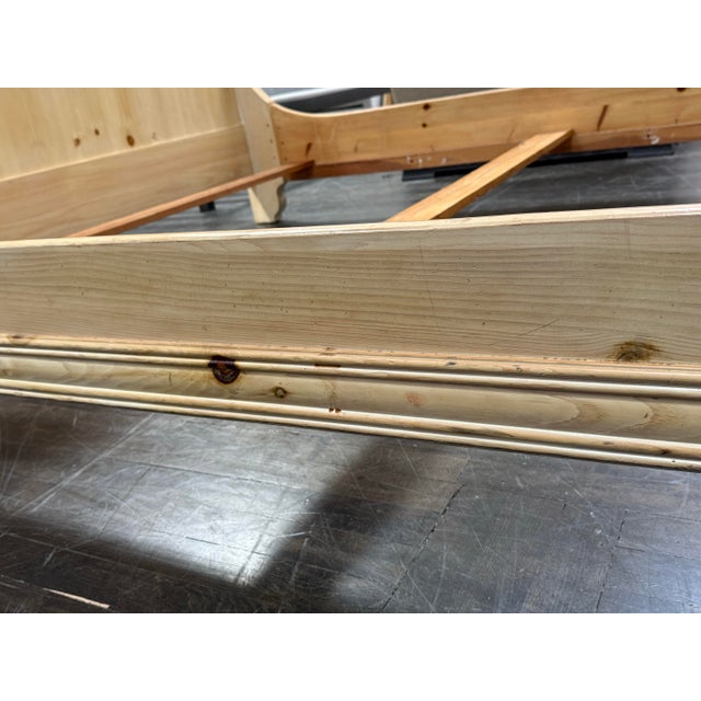 Brown Queen Size Macys Pine Wood Sleigh Bed For Sale - Image 8 of 12