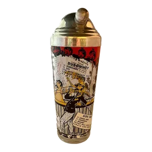 Mid 20th Century Hazel-Atlas "Gay '90s" Glass Cocktail Shaker With Recipes