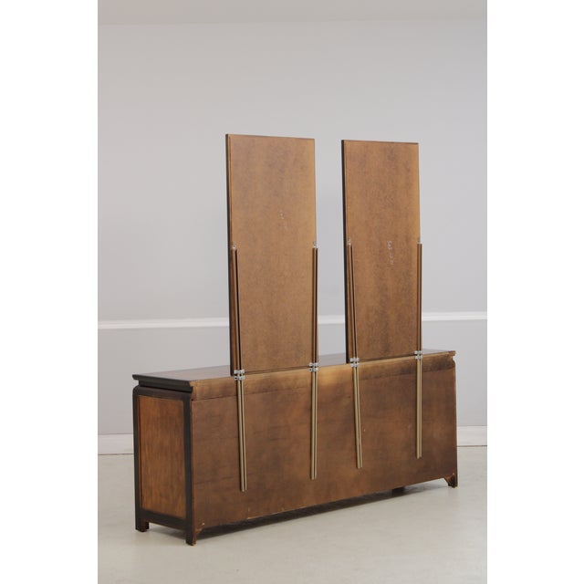 Century Chinoiserie Style Burlwood Dresser W. Mirrors For Sale - Image 14 of 15