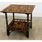Vintage Painted Square Low Table with Shell Découpage For Sale In Baton Rouge - Image 6 of 11