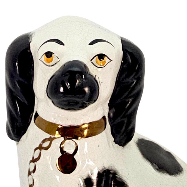 1940s Mid-20th-Century English Staffordshire Revival Spaniel Mantel Dogs, Pair For Sale - Image 5 of 11
