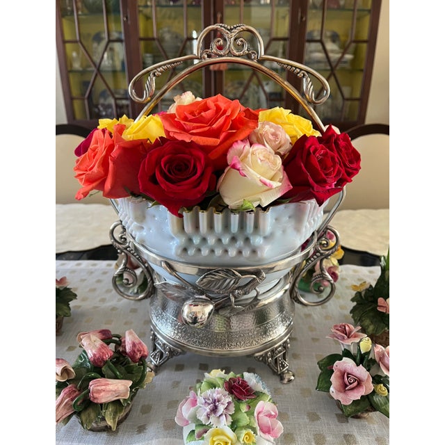 Late 19th Century Late 19th C Silverplate Brides Basket With Ruffled Edge Confetti Bowl For Sale - Image 5 of 12