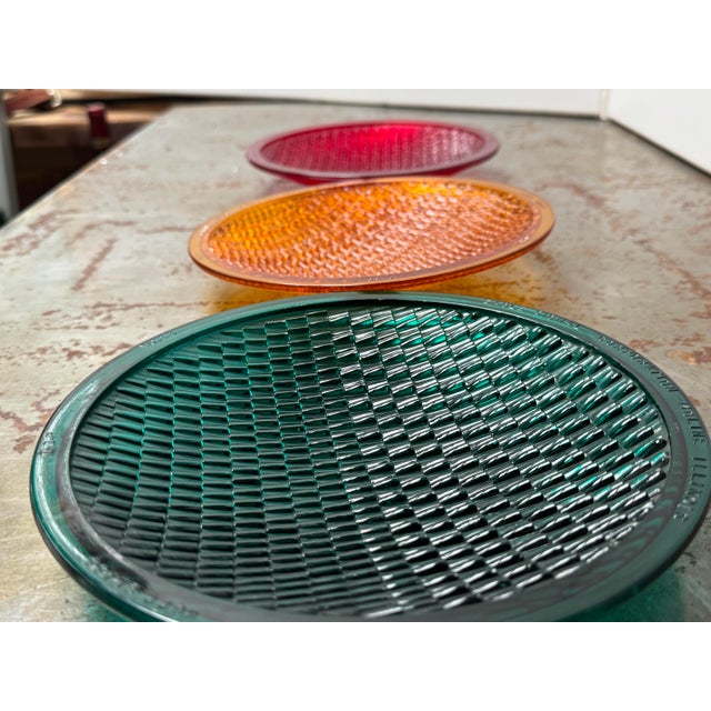 Vintage Eagle Signal Glass Traffic Light Lenses – Set of 3 For Sale - Image 12 of 14