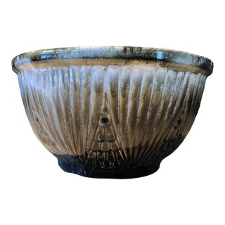 1910s Ransbottom Roseville Pottery Drip Glaze Corn Cob Motif Bowl For Sale