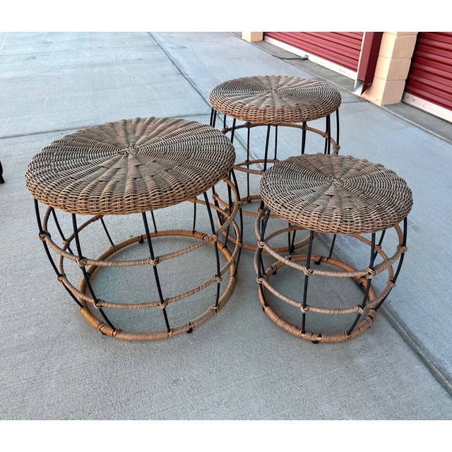 West Elm Style Set of Outdoor Side Tables Chairish
