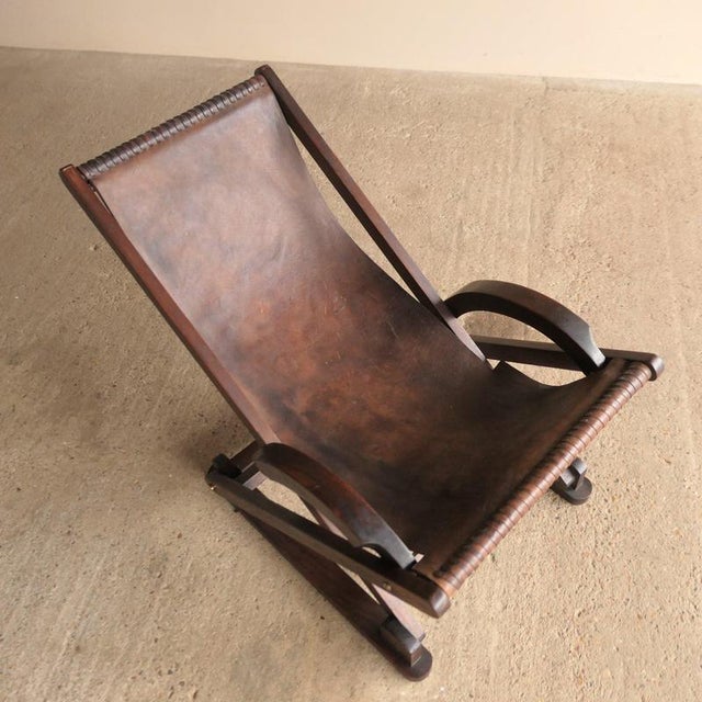 Vintage Sling Chair in Leather For Sale - Image 5 of 11