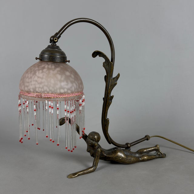 Antique Table Lamp in Pink Glass, 1900s For Sale - Image 11 of 11