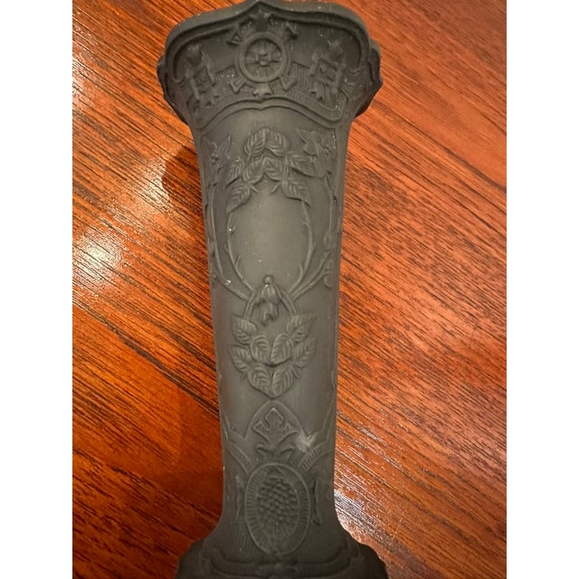 This antique Black Basalt cylindrical spill vase was produced by the renowned ceramic craftsmen at Wedgewood from the 19th...