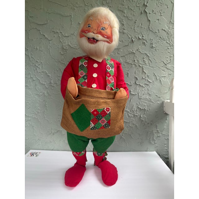 Late 20th Century Large Annalee Santa Claus Figure With Burlap Sack, 28” For Sale - Image 4 of 12
