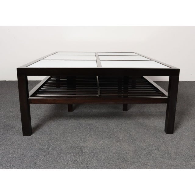 Wood Vintage Ebonized Wood and Vitrolite Glass Coffee Table by Van Keppel and Green For Sale - Image 7 of 18