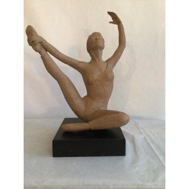 2000 - 2009 2001 Terracotta Sculpture On Wood Base Of A Ballerina Dancer Stamped AMR For Sale - Image 5 of 12